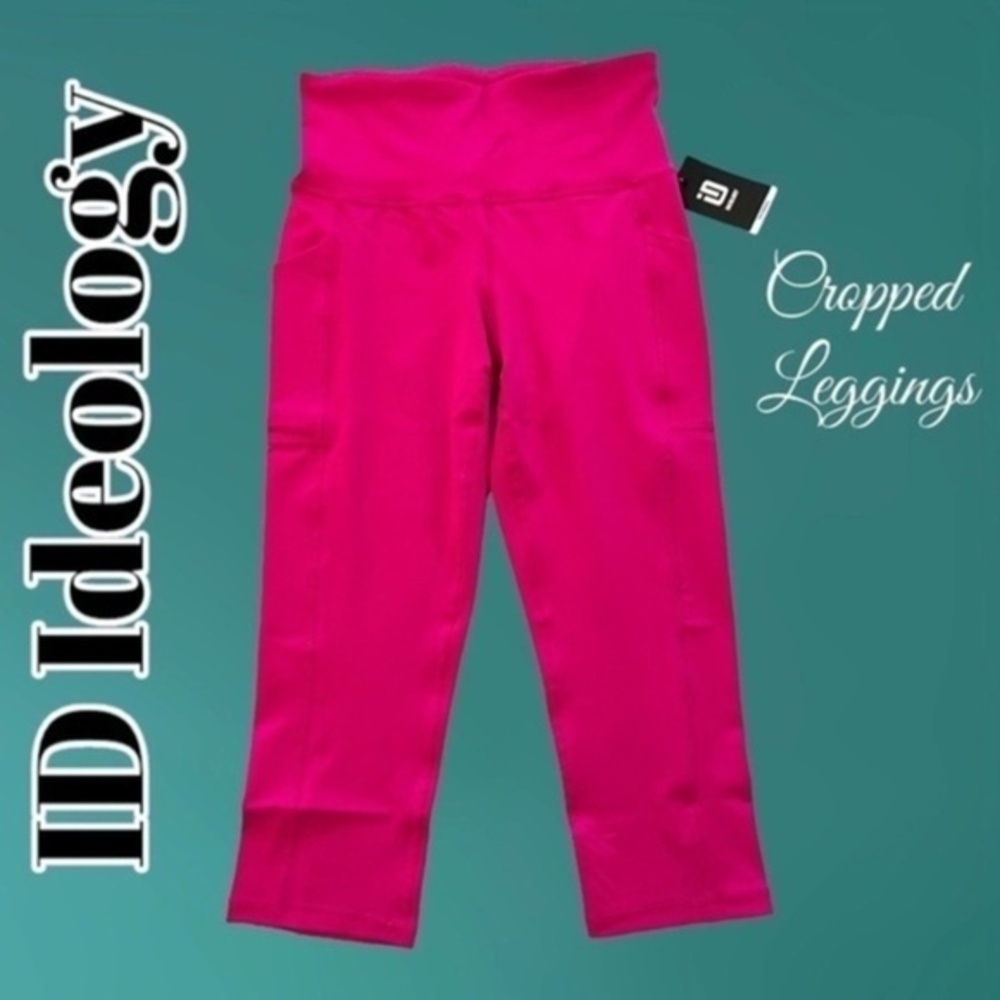 ID IDEOLOGY High-Rise Side-Pocket Cropped Bright Pink-Berry Leggings-Sm NWT